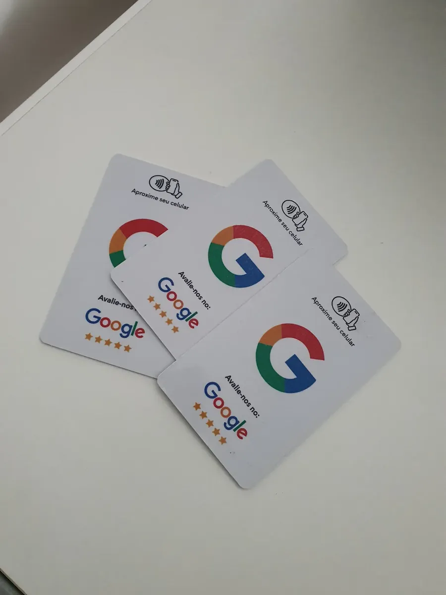 Cartões Tapss para avaliações no Google recebidos pelo comprador