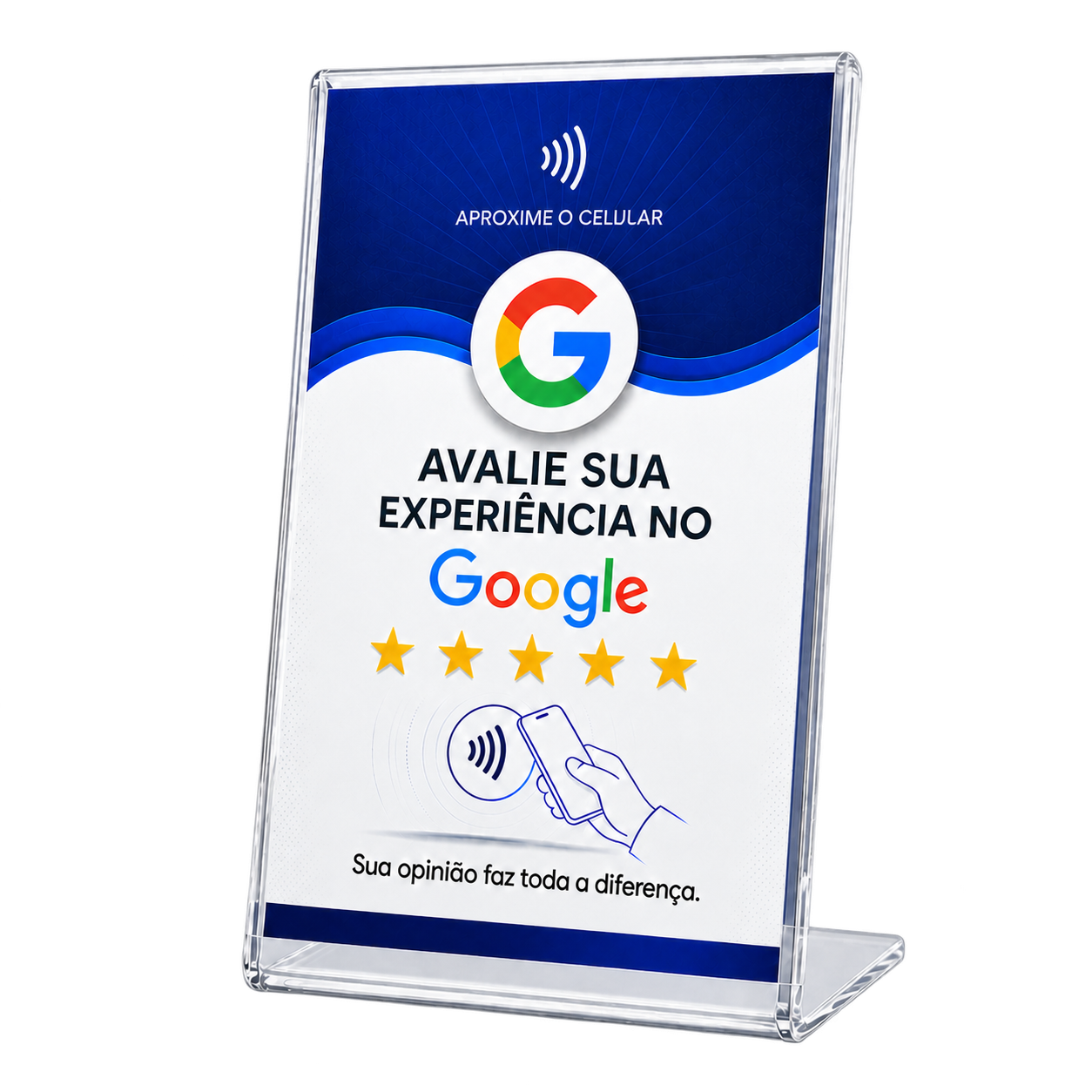 Totem de mesa A6 com NFC para avaliações no Google